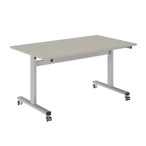 Pro Flip Rectangular Table - W1400 x D800 x H725mm - Silver Legs - Light Grey